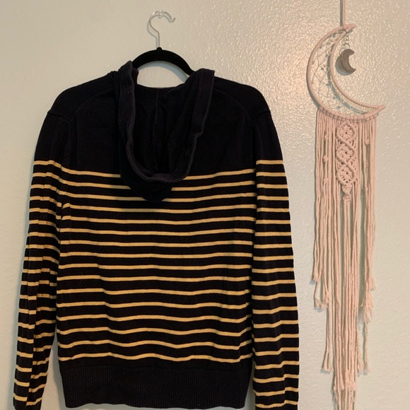 Navy blue and yellow striped sweater. - Picture 3 of 3